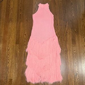 DEVON WINDSOR Pink Fringe Midi Dress